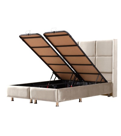 Lit coffre Rio Beige  - Velours