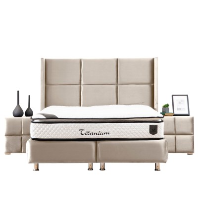 Lit coffre Rio Beige  - Velours